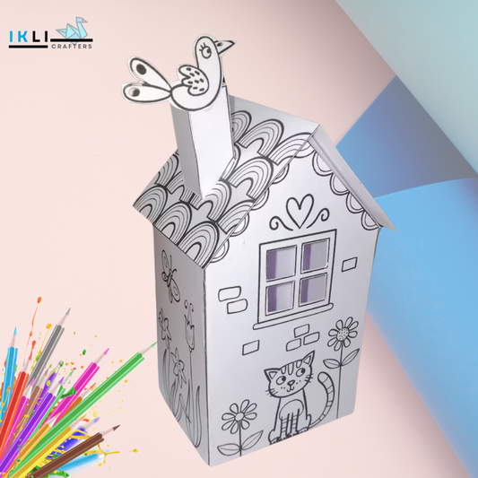 Paper Houses printable activity sheets, instant download, colour, cut and create, fun arts & crafts activity for kids